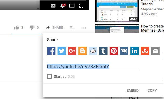 Youtube link share page